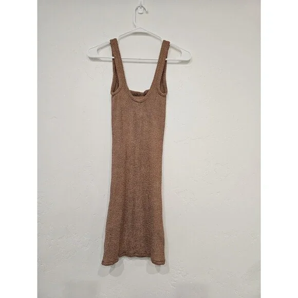 Hunza G Women’s Tank Square-Neck Mini Dress Brown (Cocoa) One Size - Picture 4 of 8